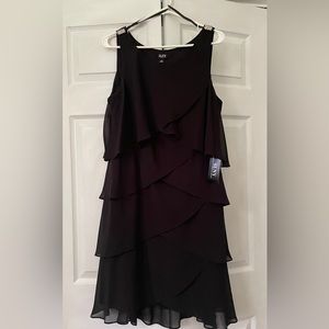 SLNY- Black dress, size 16, Tiered Chiffon Dress.